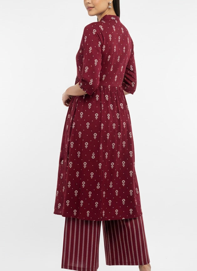 Red Chudidhar 2PC Palzo Set