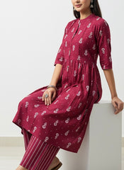 Red Chudidhar 2PC Palzo Set