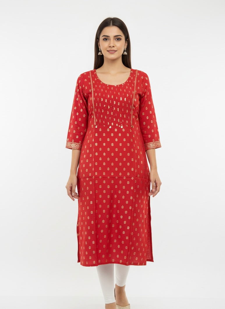Red Long Top Kurti