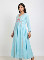 Blue Long Top Umbrella Kurti