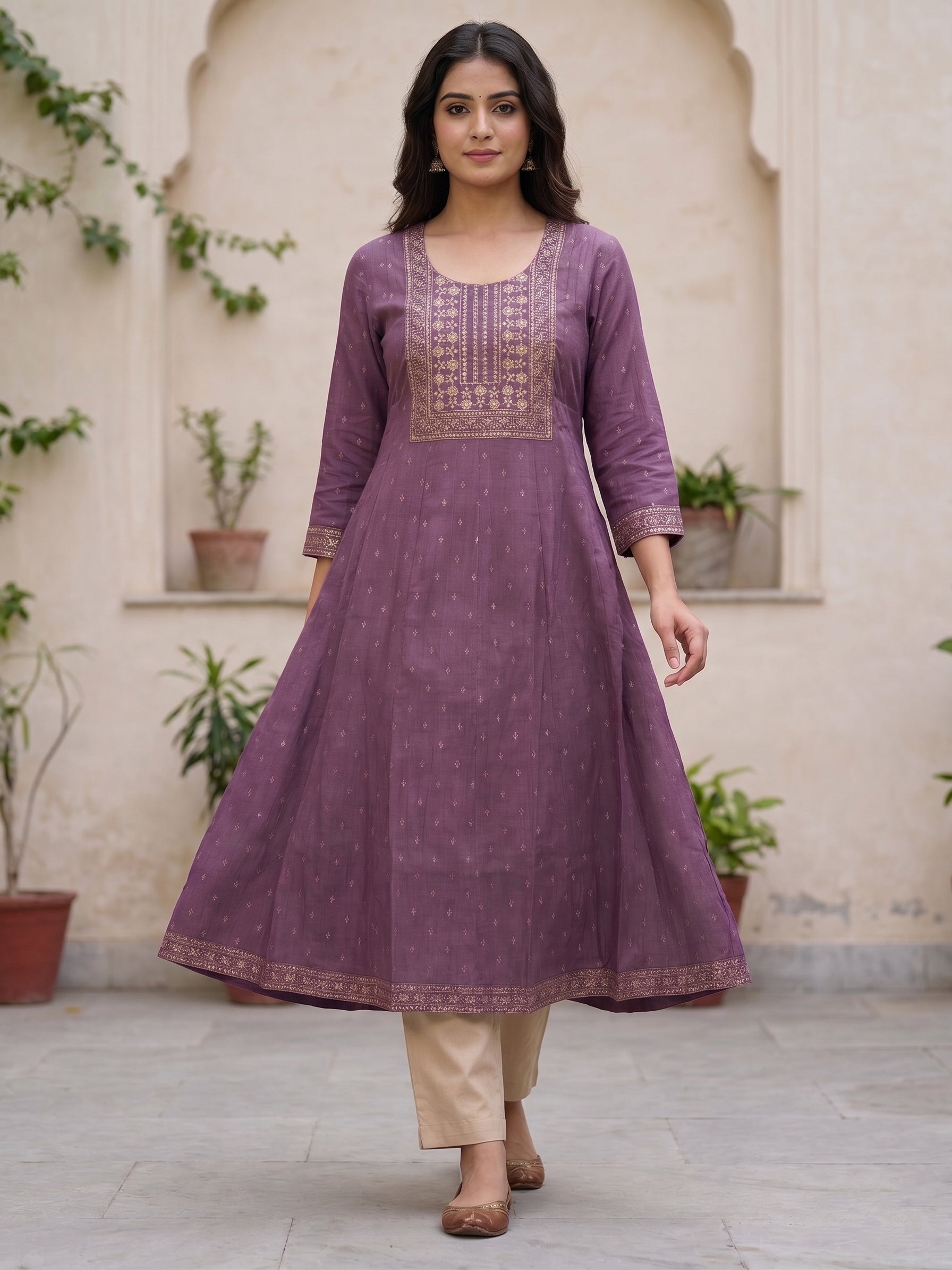 Violet Stone Work Kurti