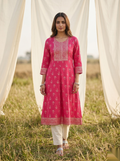 Elegent Umberlla kurti - Bright pink