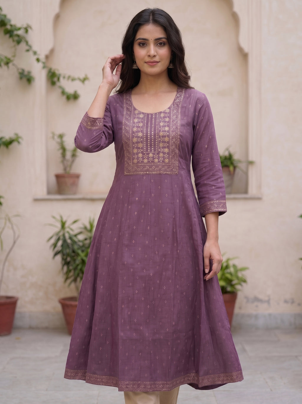 Violet Stone Work Kurti