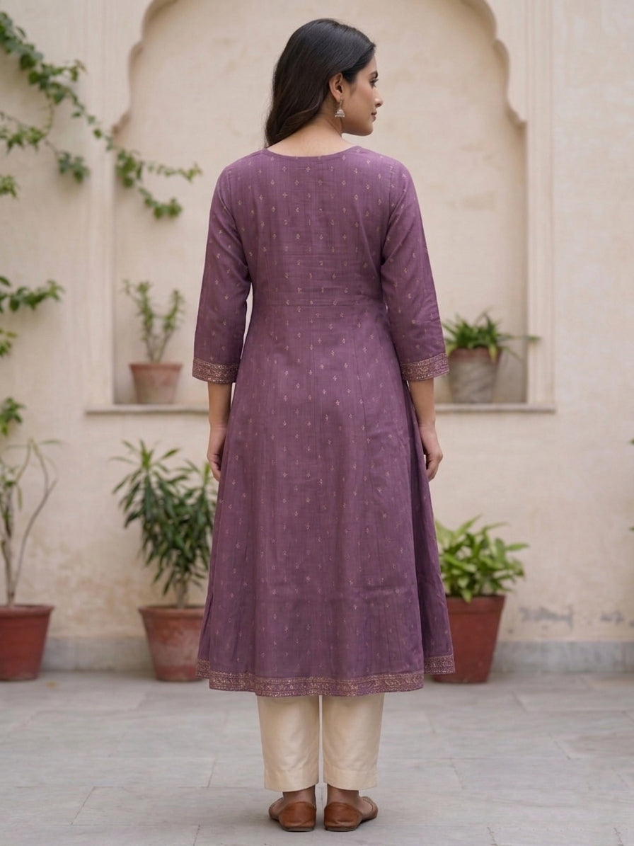 Violet Stone Work Kurti