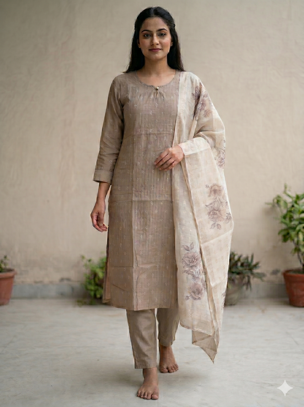 Brrown 3pc kurti