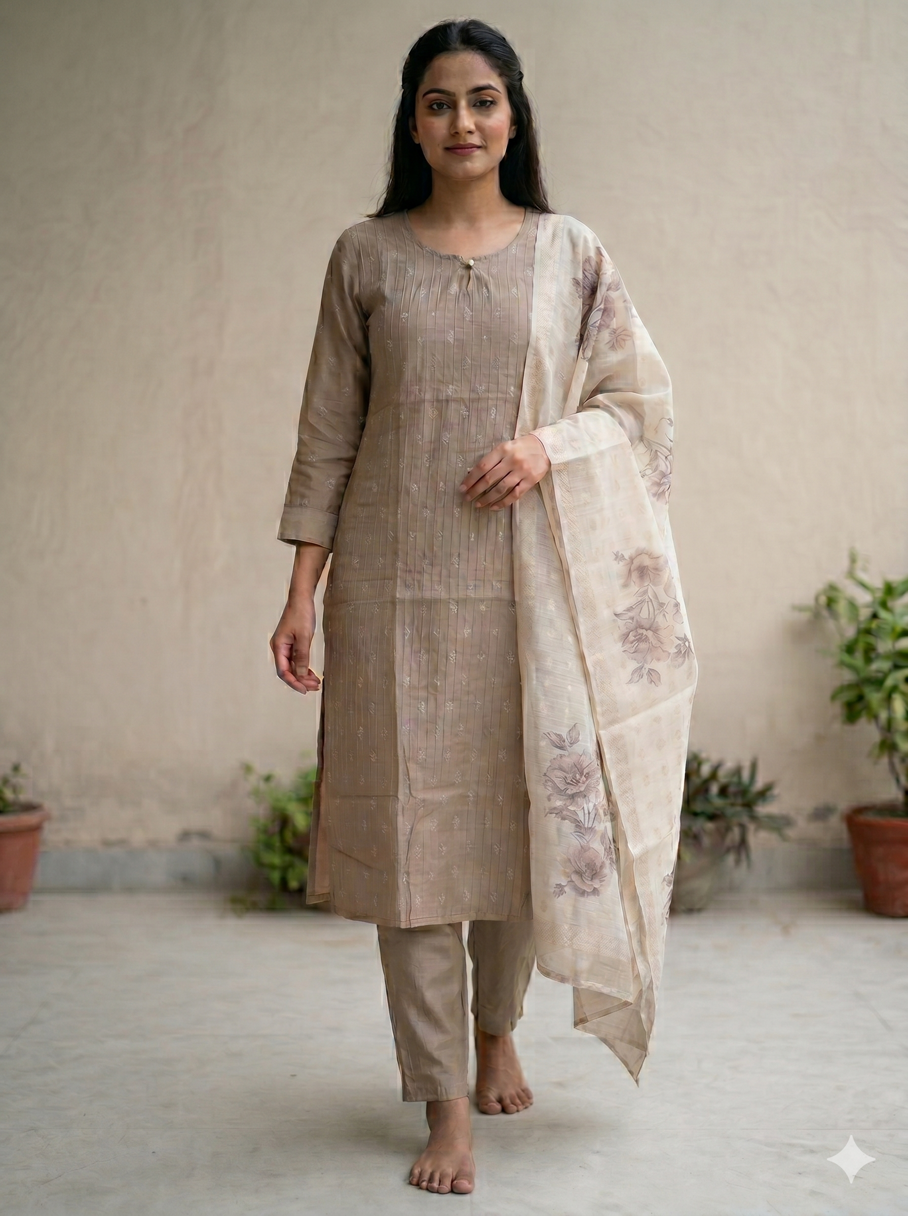 Brrown 3pc kurti