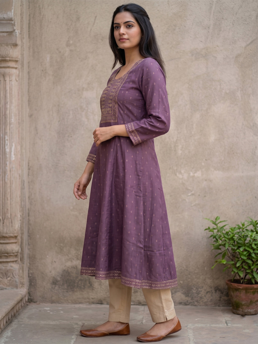 Violet Stone Work Kurti