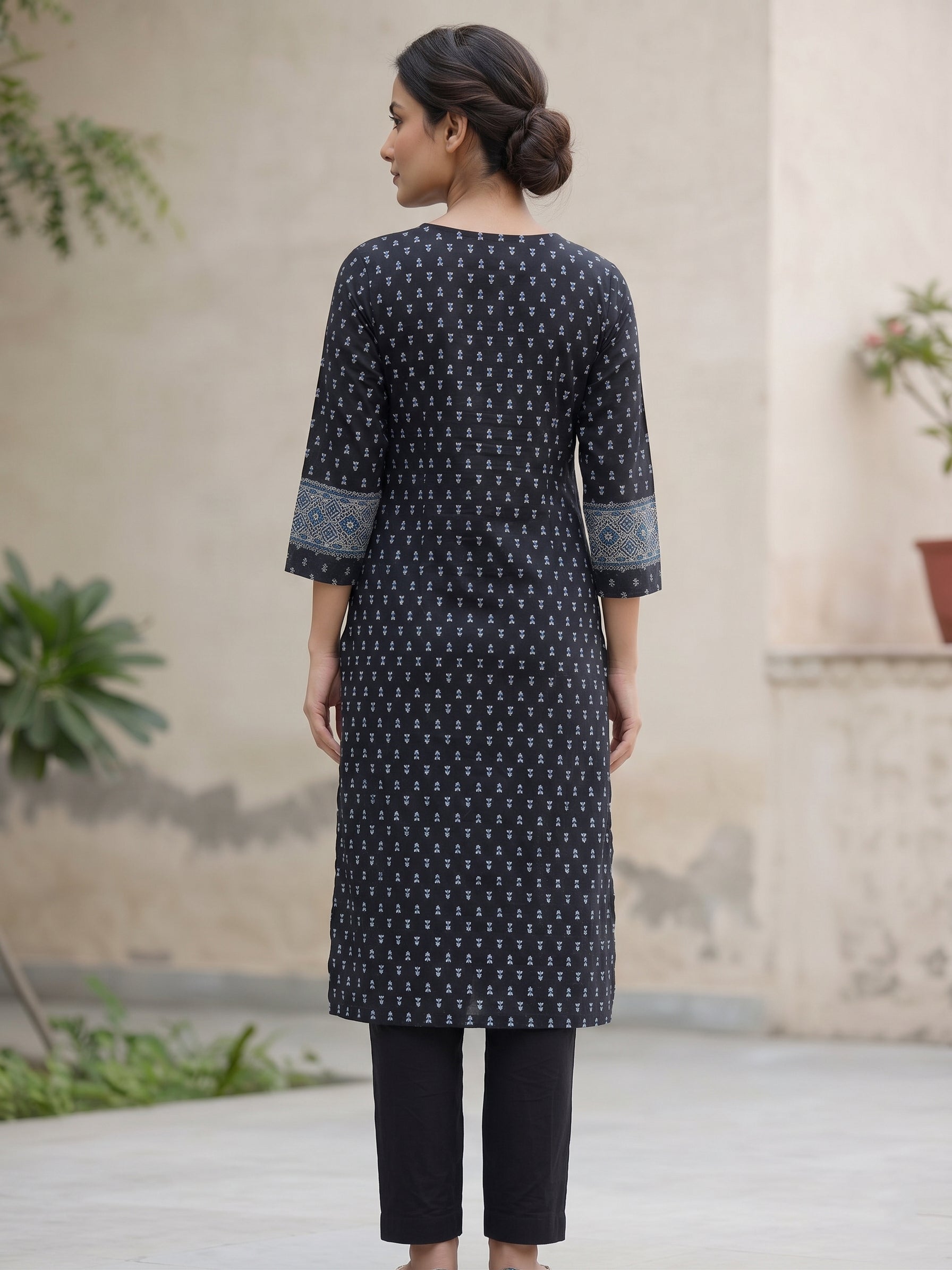 Navy blue V Neck Kurti