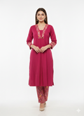 V- NECK PINK DESIGNER KURTI
