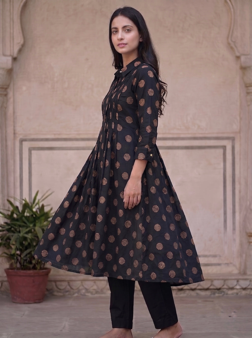 Black Collar 2pc kurti