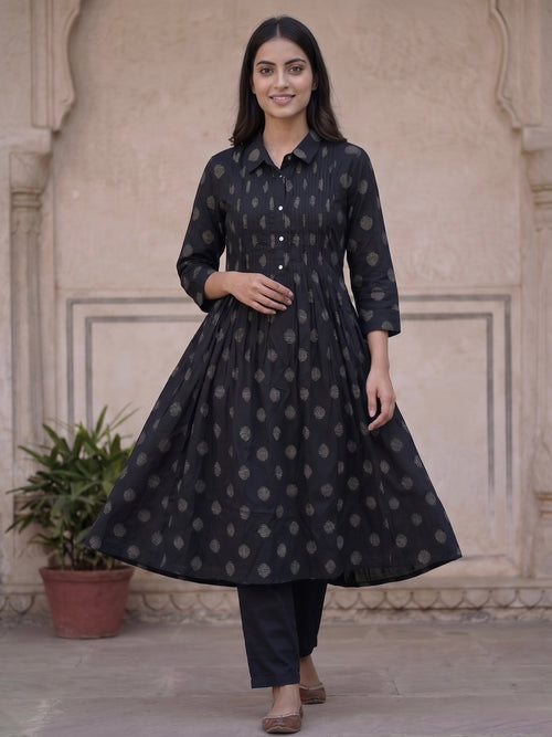 Black Collar 2pc kurti