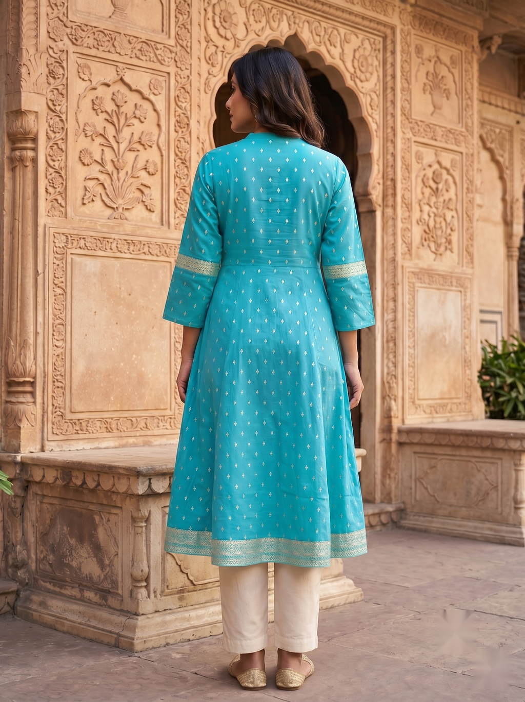 Chinese Collar Kutri - Light Blue - image 3