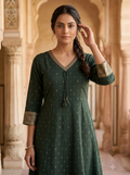 V Neck Kurtis - Royal green - image 4