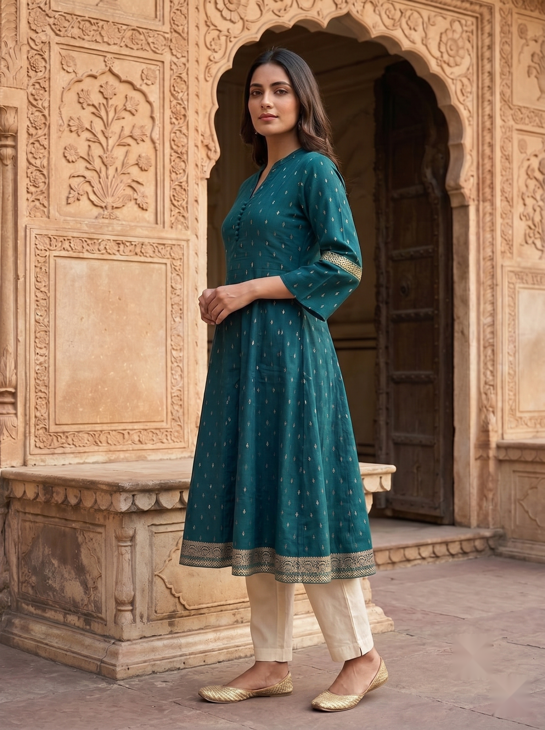 Chinese Collar Kutri - Royal green - image 1