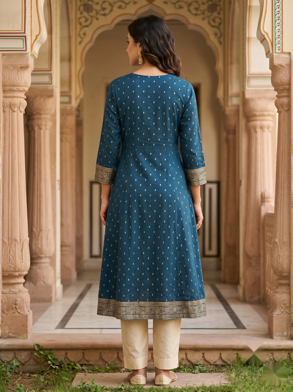 V Neck Kurtis - Royal Blue - image 1
