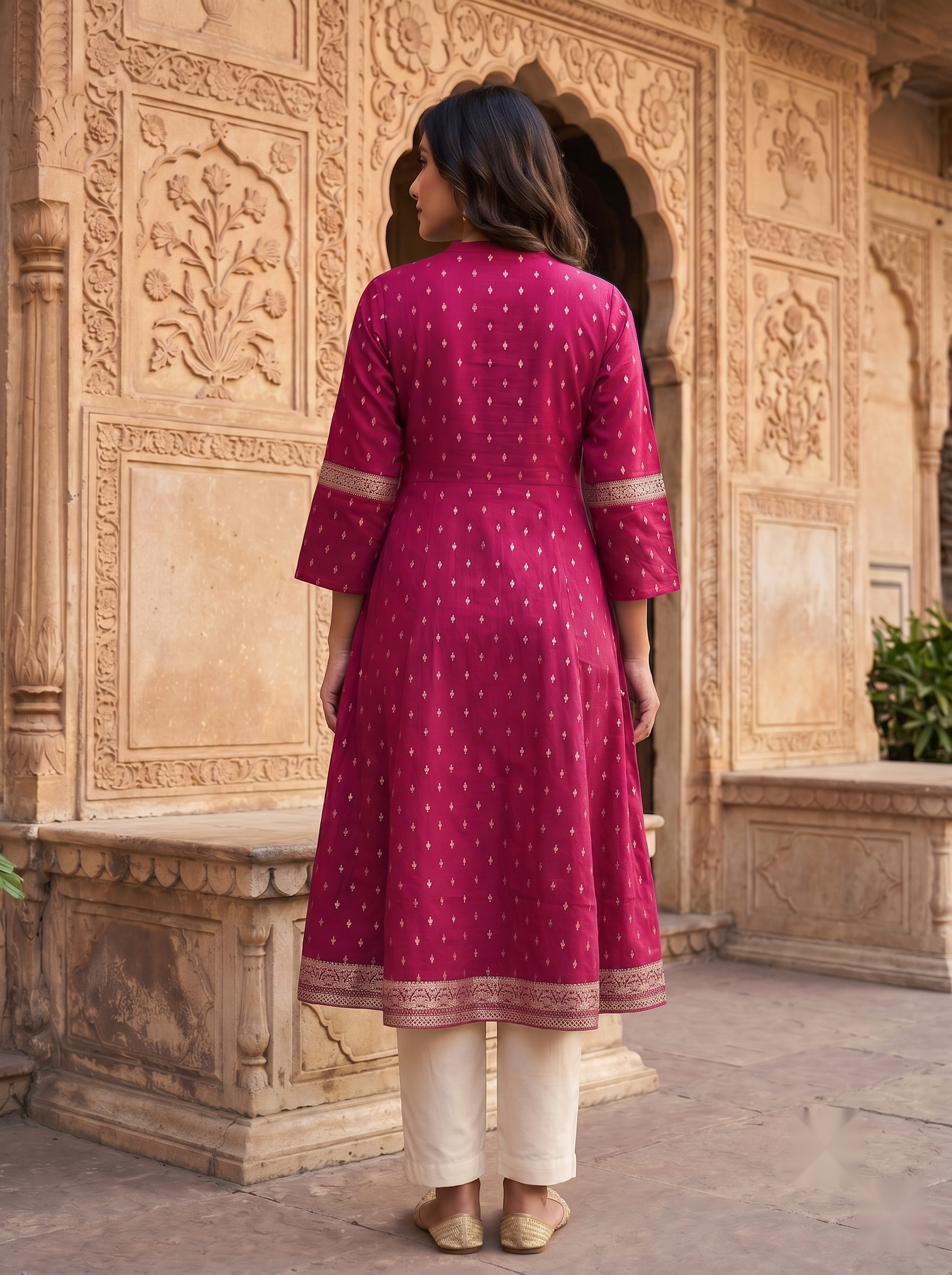 Chinese Collar Kutri - Pink - image 1
