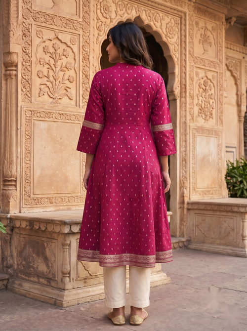 Chinese Collar Kutri - Pink - image 1