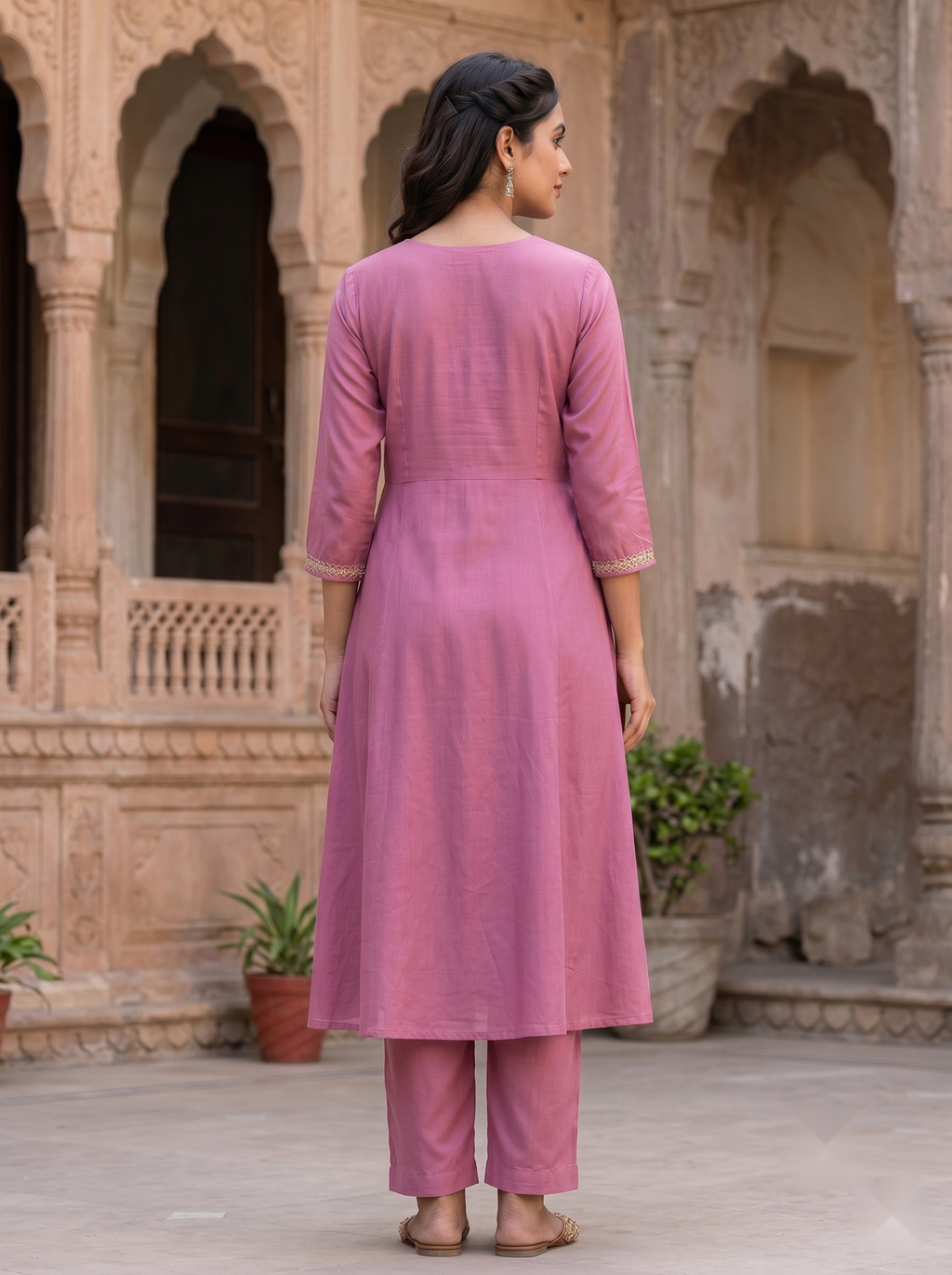 Flower Designer Kurti - Light Pink - image 3