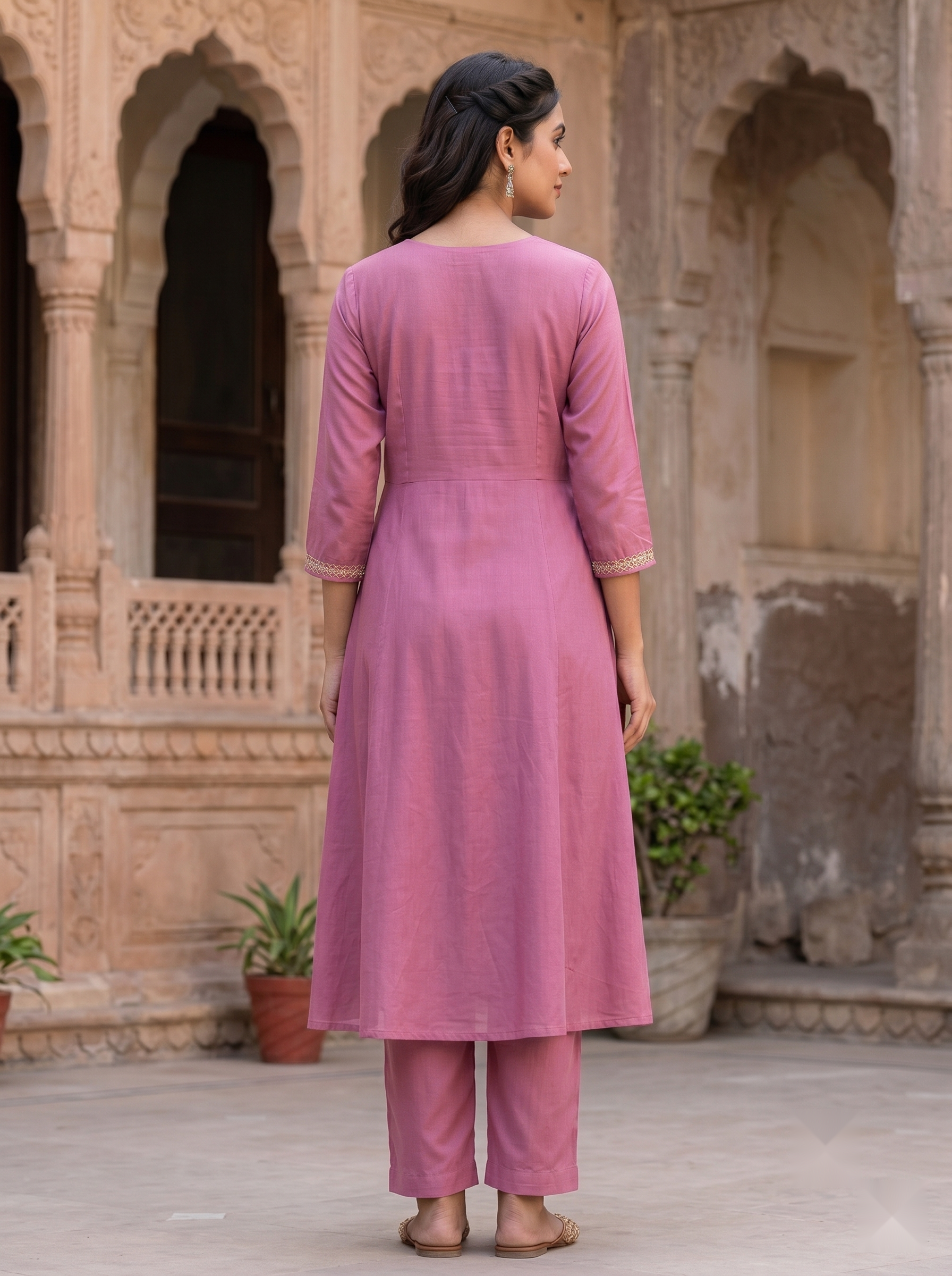 Flower Designer Kurti - Light Pink - image 3