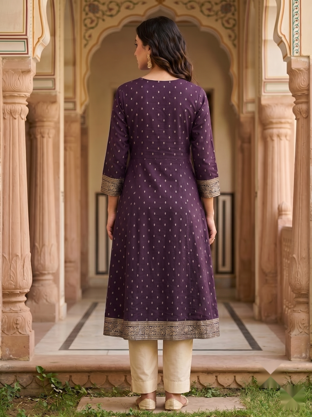 V Neck Kurtis - Voilet - image 1
