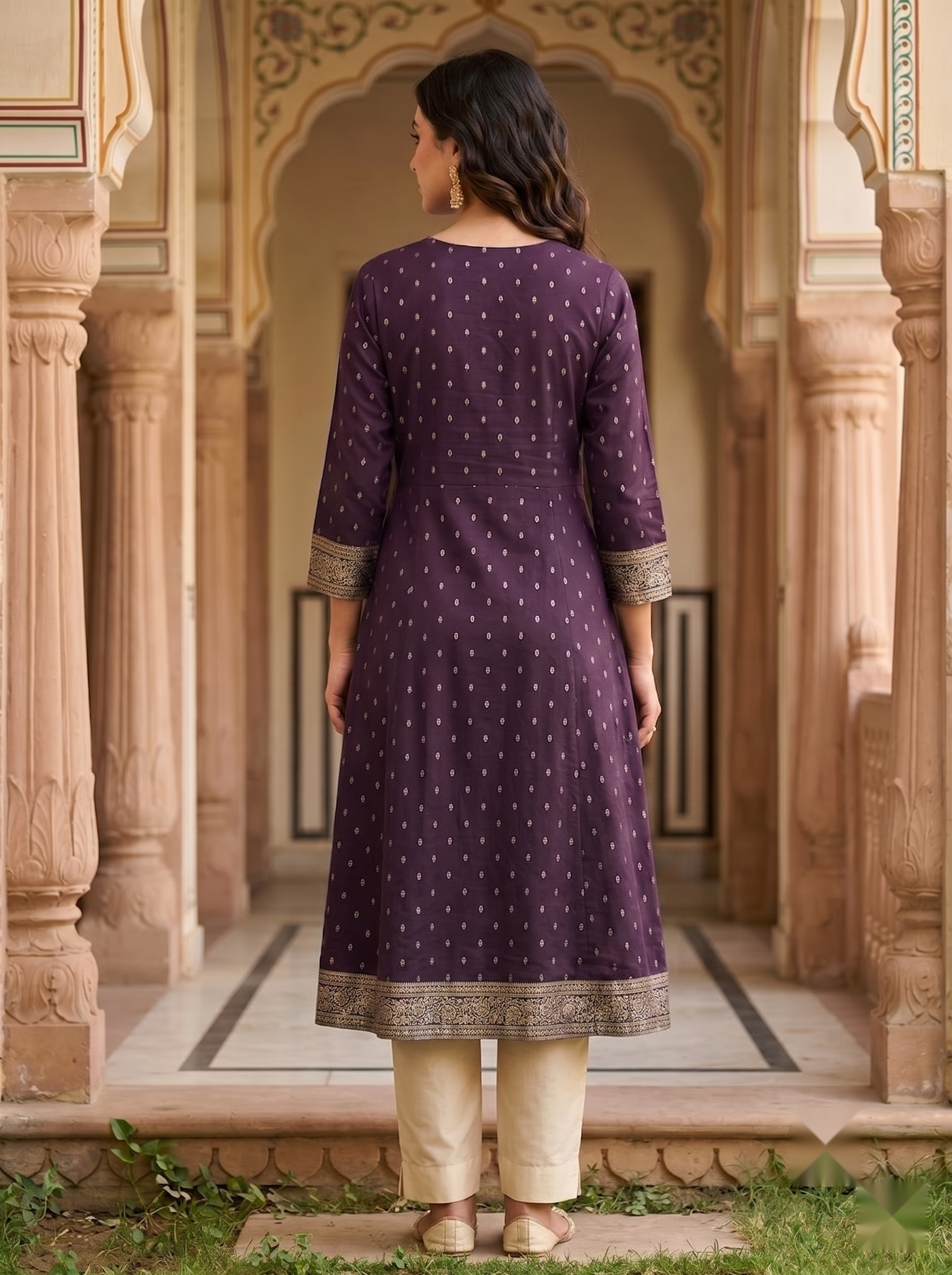 V Neck Kurtis - Voilet - image 1