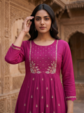 Flower Designer Kurti - Dark Pink - image 2