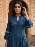 Chinese Collar Kutri - Royal Blue - image 1