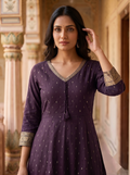 V Neck Kurtis - Voilet - image 2