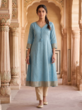 V Neck Kurtis - Light Blue - image 1