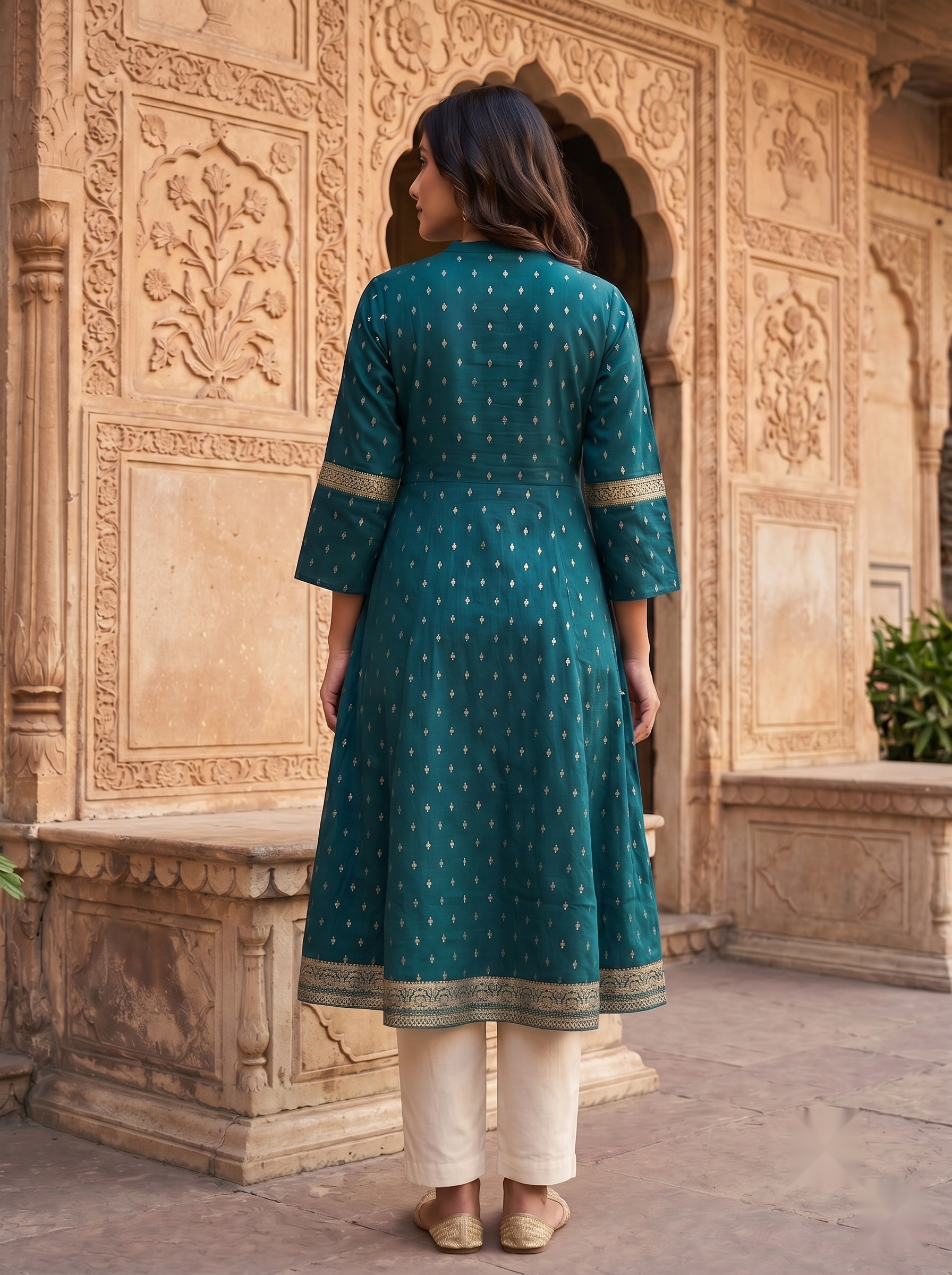 Chinese Collar Kutri - Royal green - image 4
