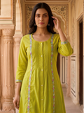 Flower Stripe Kurti - Yellow - image 3