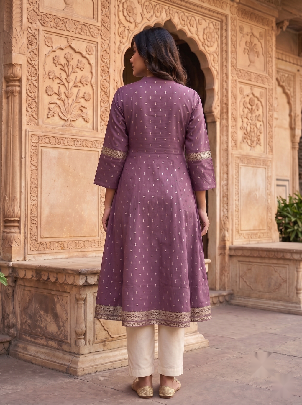 Chinese Collar Kutri - Purple - image 1