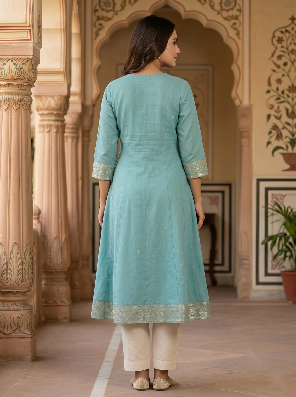 V Neck Kurtis - Light Blue 2 - image 1