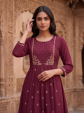 Flower Designer Kurti - Maroon - image 1