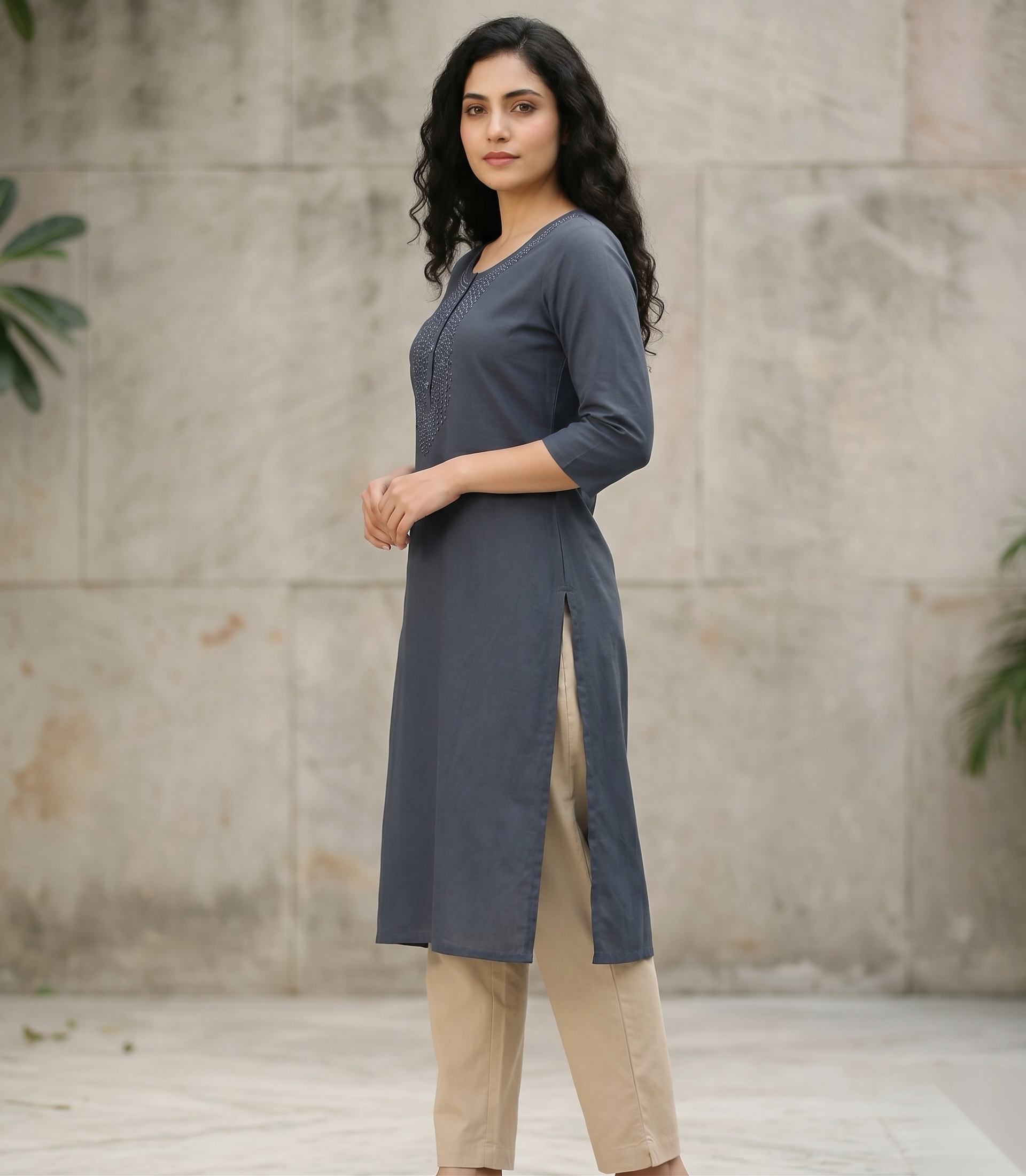 Grey Stone Long Top