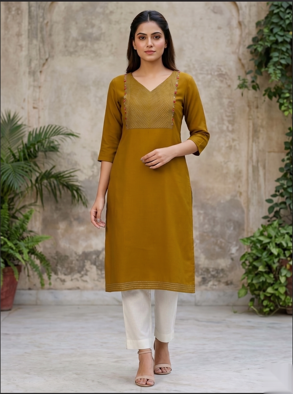 Brown silver line Long Top