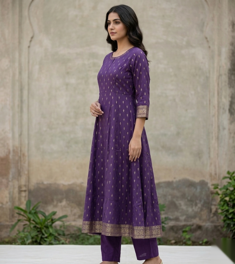 Violet umbrella Long Top Kurti