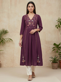 Maroon Long Top Umbrella Kurti