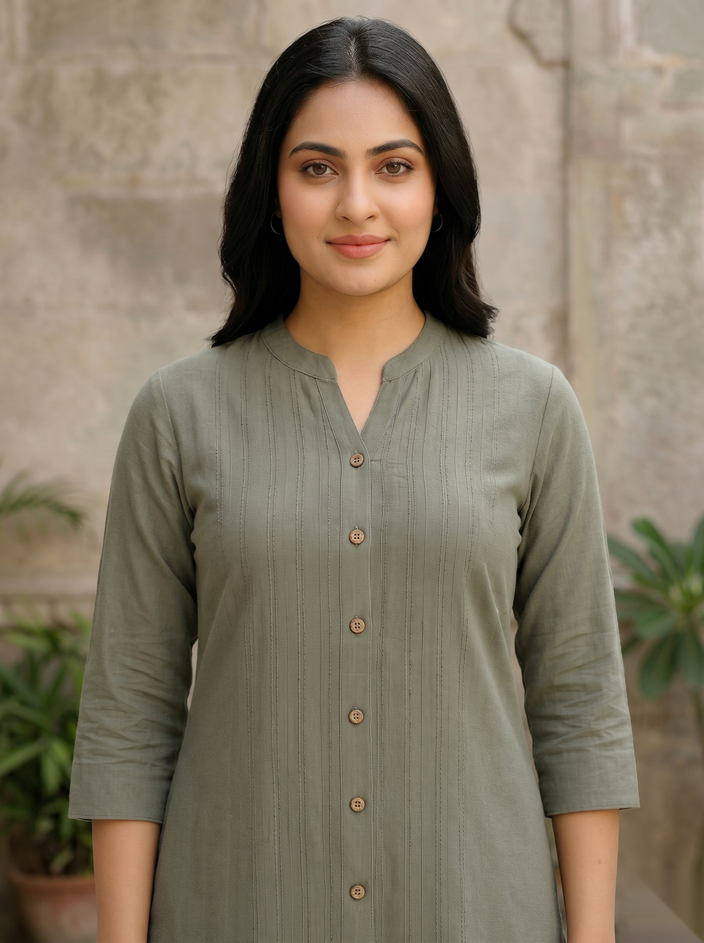 Dull Green Long Top Airline