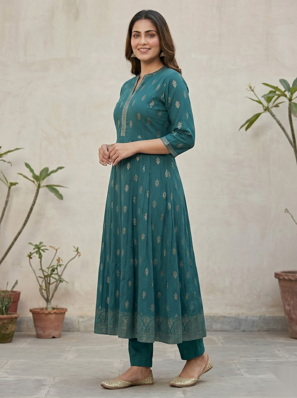 Ocean Blue Long Top Umbrella kurti