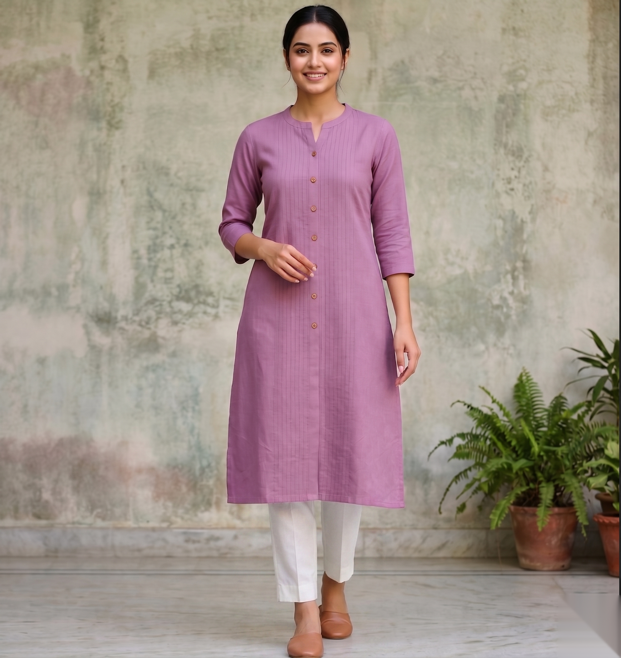 Dull pink Long Top Airline