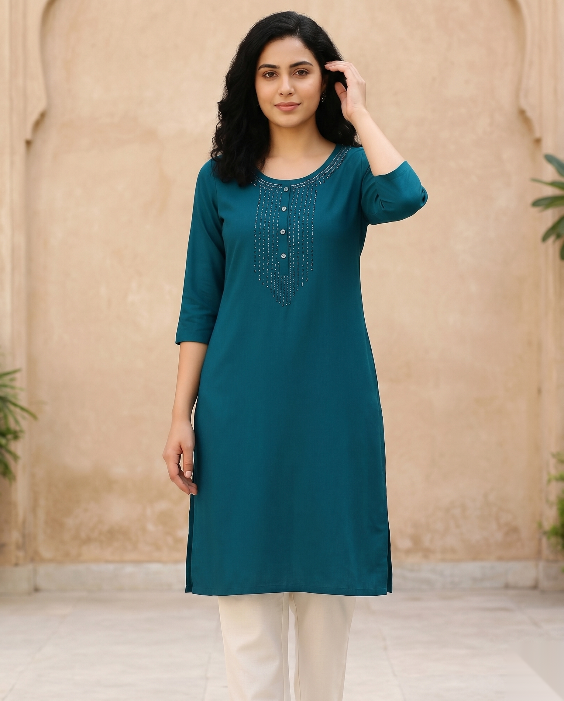 Green Stone Long Top