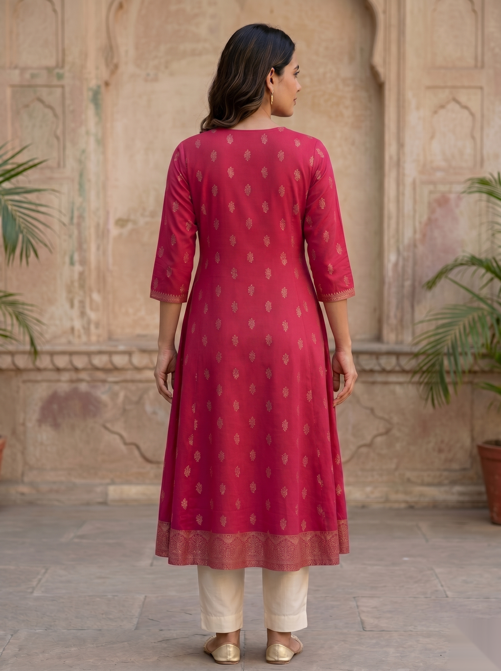 Red Long Top Umbrella Kurti