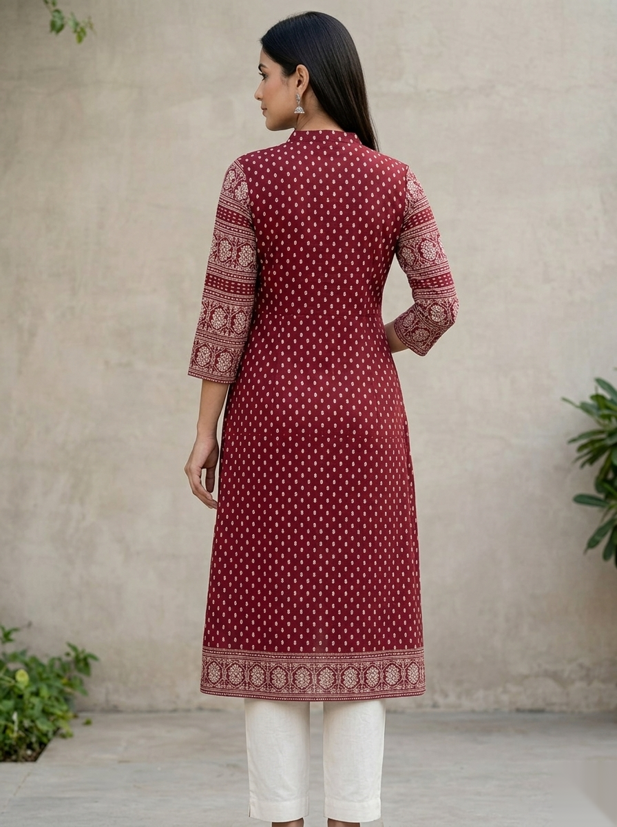 Maroon Long Top Umbrella Kurti