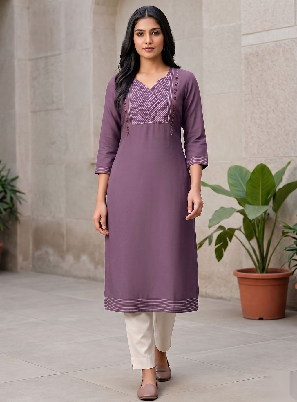 Purple SIlver line Long Top