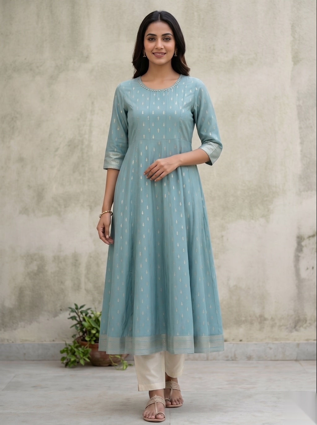 Ocean Blue umbrella Long Top