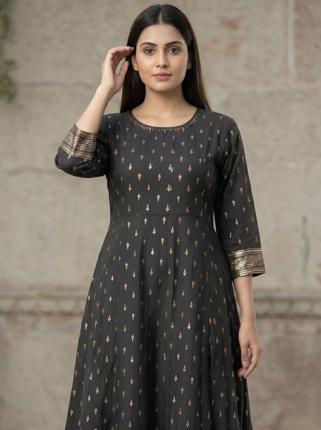Grey umbrella Long Top