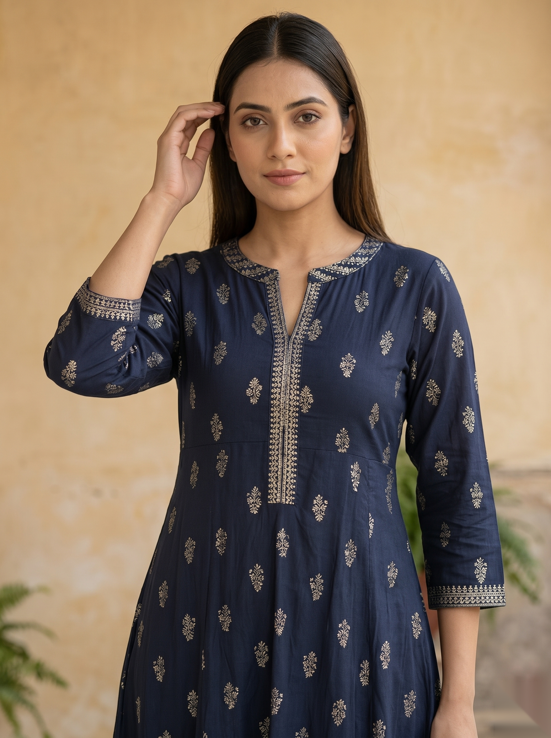 Dark Blue Long Top Umbrella kurti