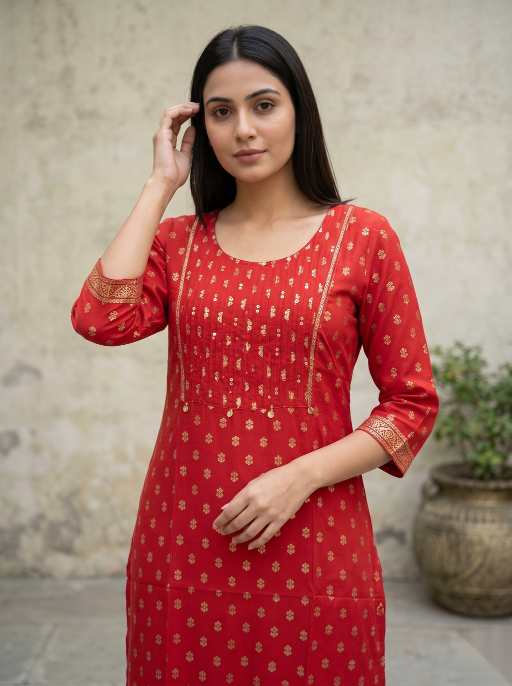 Light Red Long Top Kurti