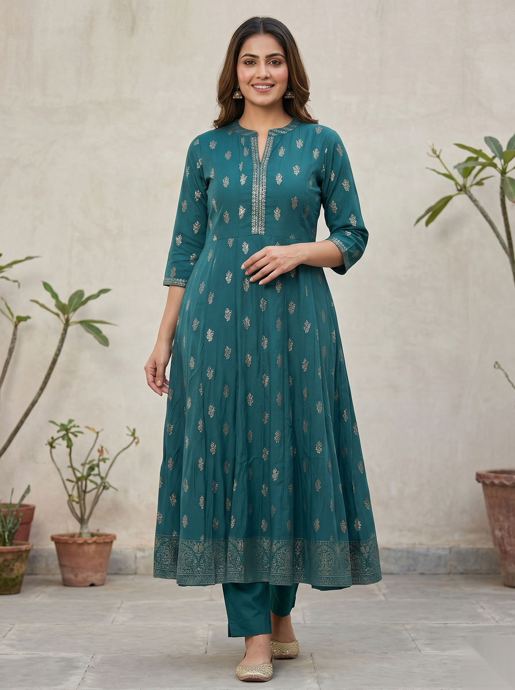 Ocean Blue Long Top Umbrella kurti
